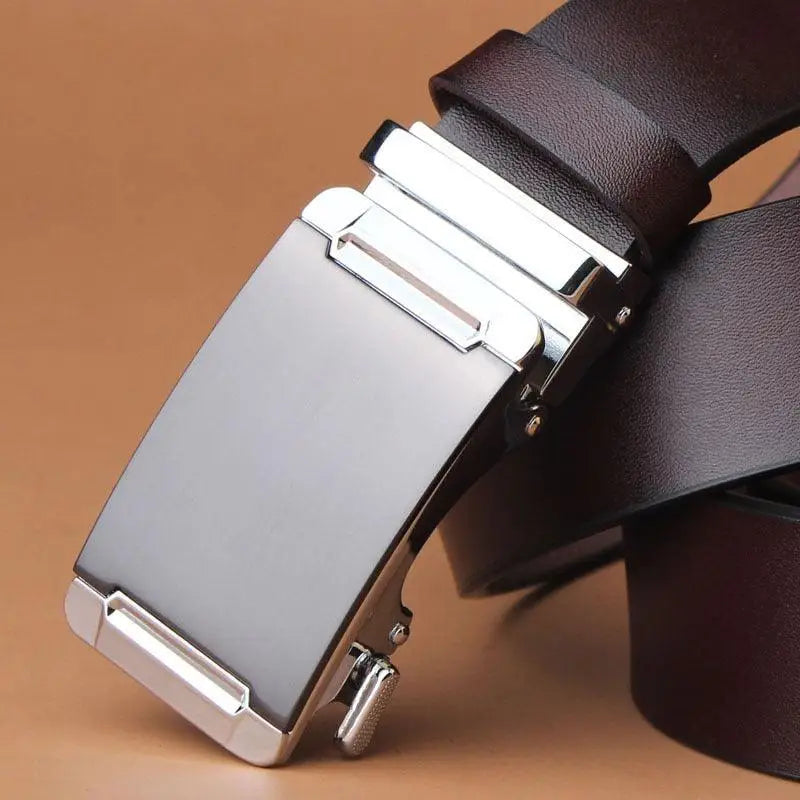 Brown leather belt with silver buckle for a classic style and versatile look