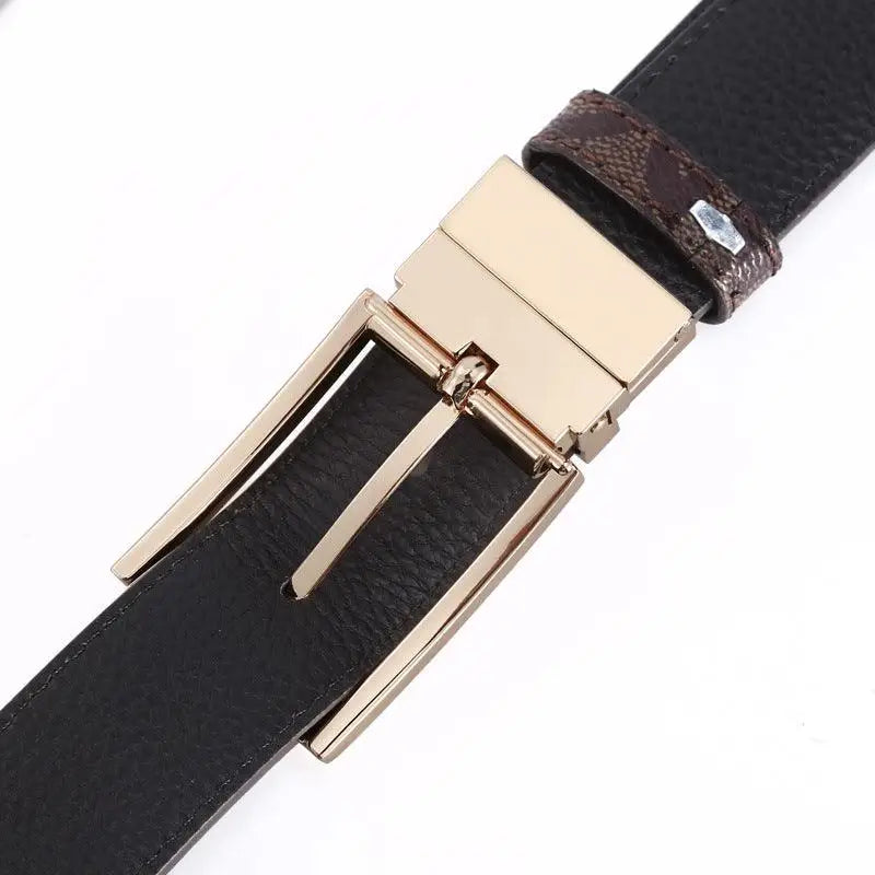 Reversible leather suit belt with gold buckle in cuir pour homme and belt en cuir design