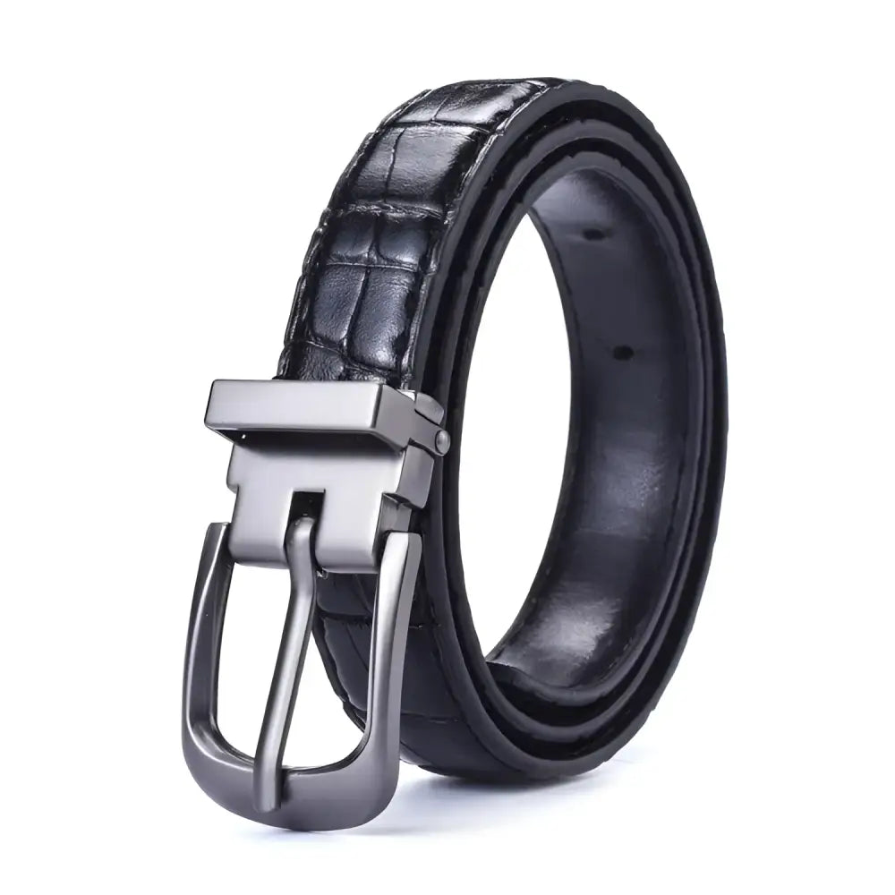 Vegan Faux Belt in Brown Pink with Silver Metal Buckle, stylish vegan faux belt accessory