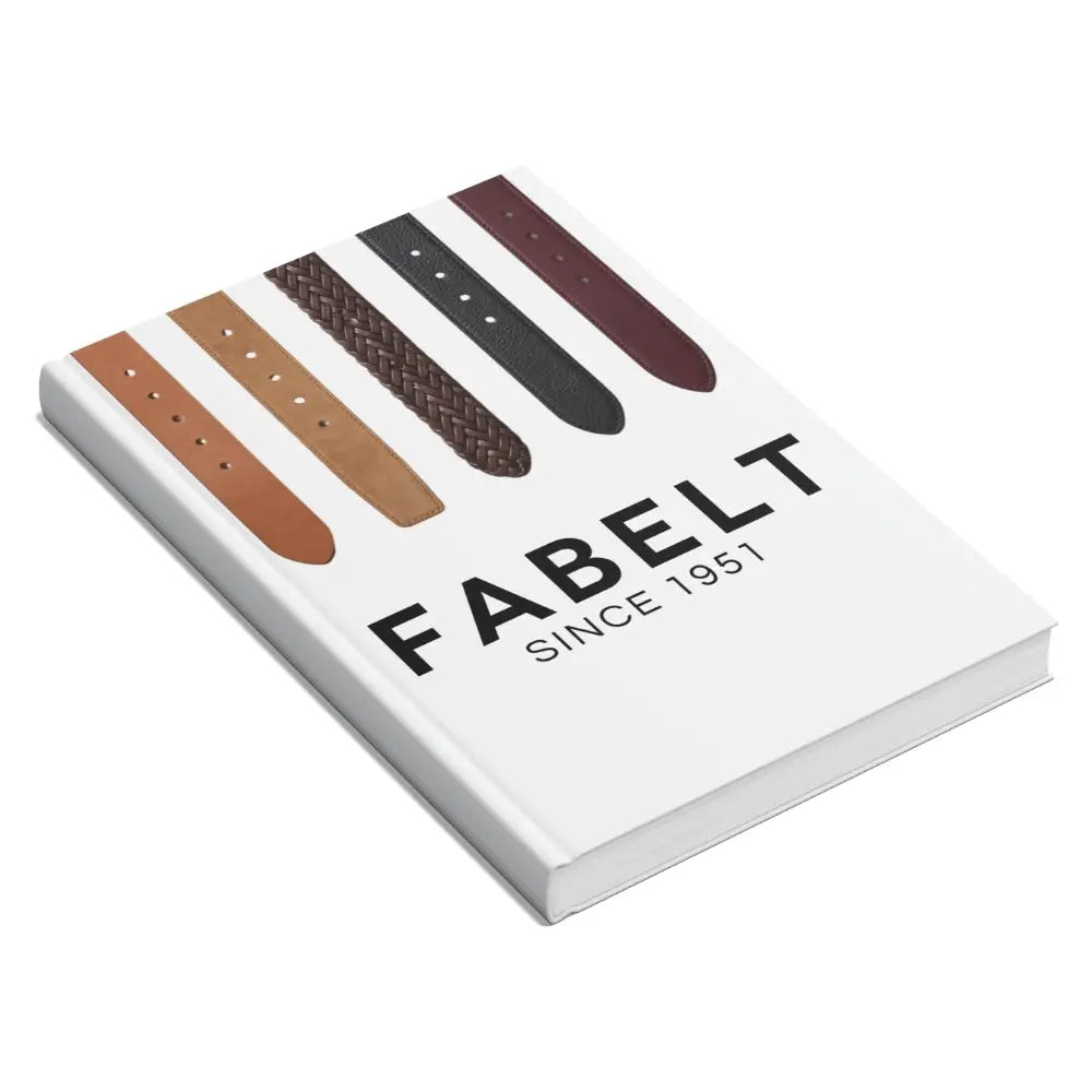 White Fabelt Book with tan, brown, black, maroon buckle belts, fast delivery