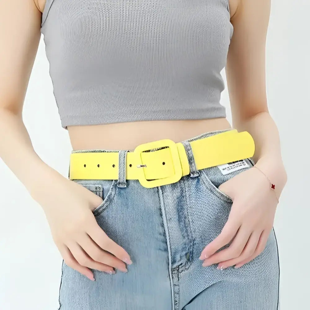 Wilna Belt Collection yellow belt with square buckle for stylish accessorizing