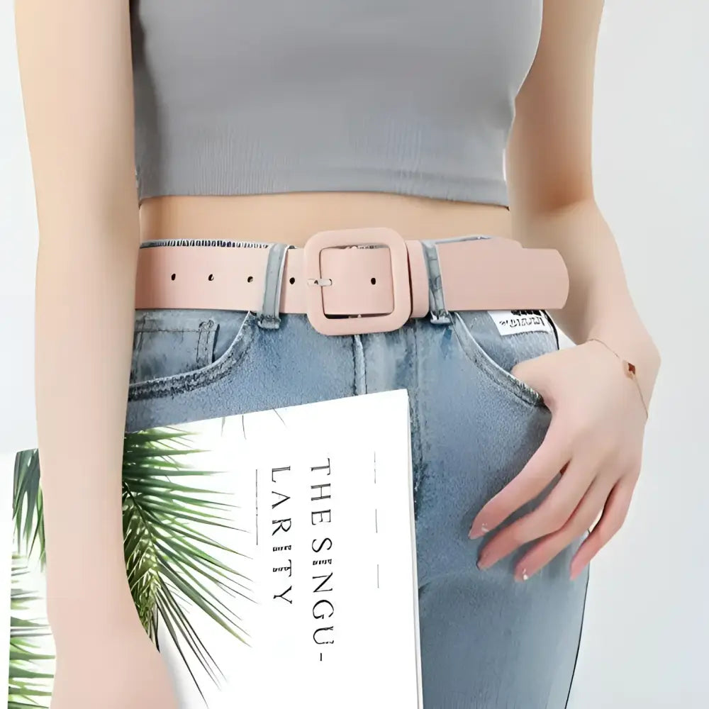 Wilna Belt collection in Pink featuring a stylish square buckle for elegant fashion