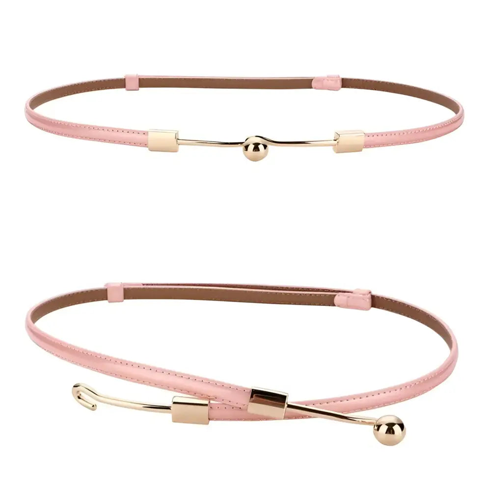 Pink leather Wrona Belt with subtle sophistication and gold accents for elegant style