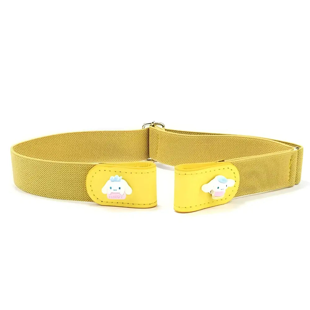Yellow elastic belt with cartoon bunny embellishments, perfect for child’s wardrobe