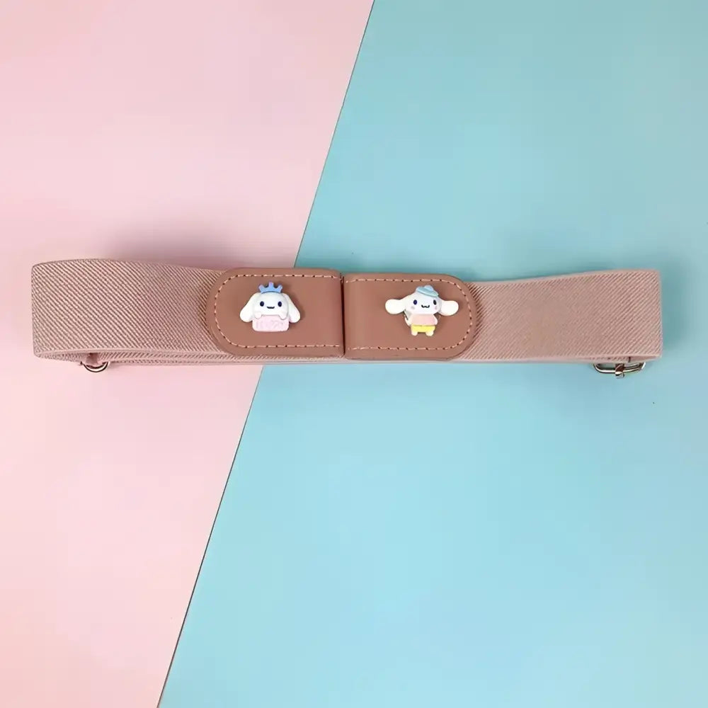 Yellow elastic belt with cartoon bunny characters ideal for child’s wardrobe accessories
