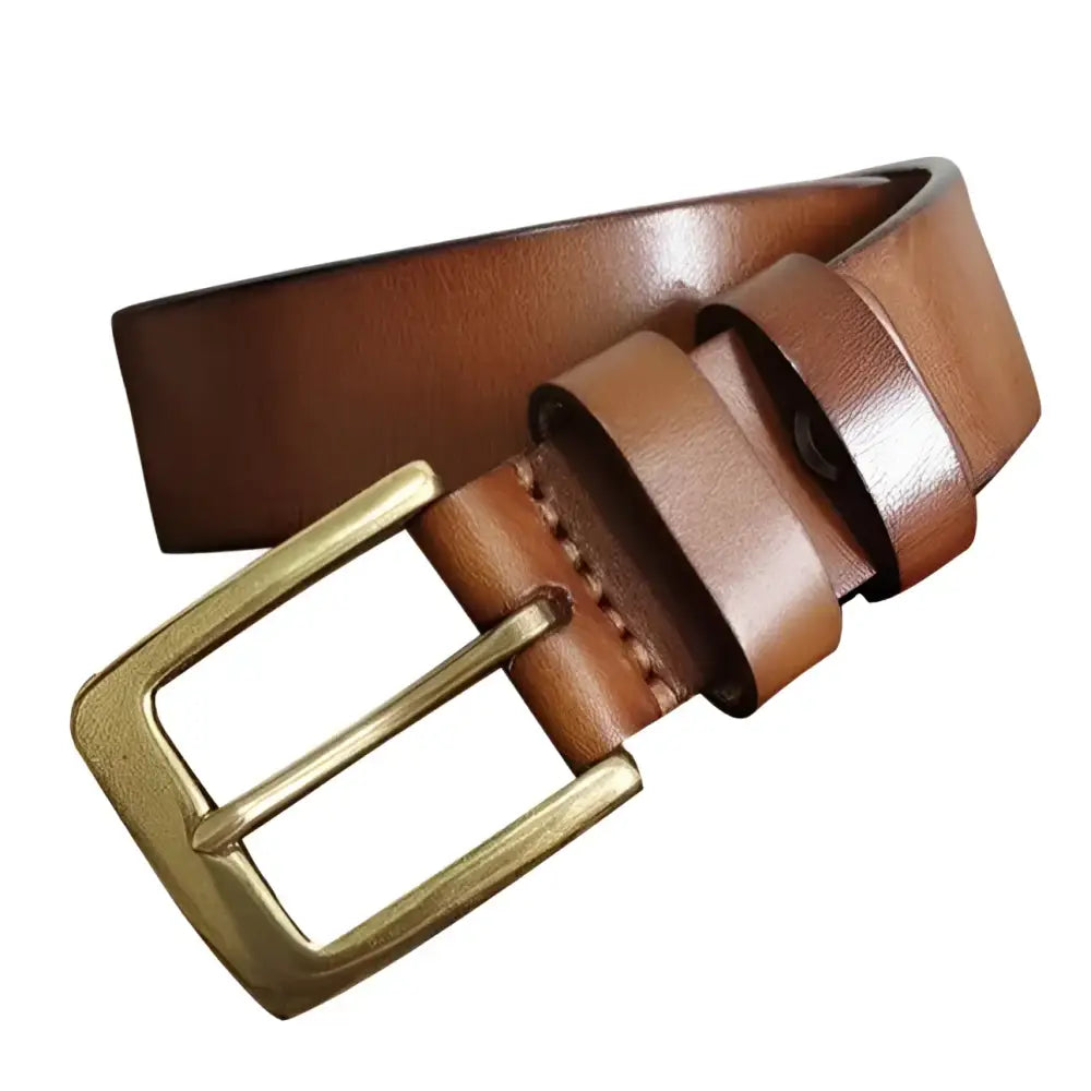 Brown Araziia leather belt with brass buckle for stylish accessory use