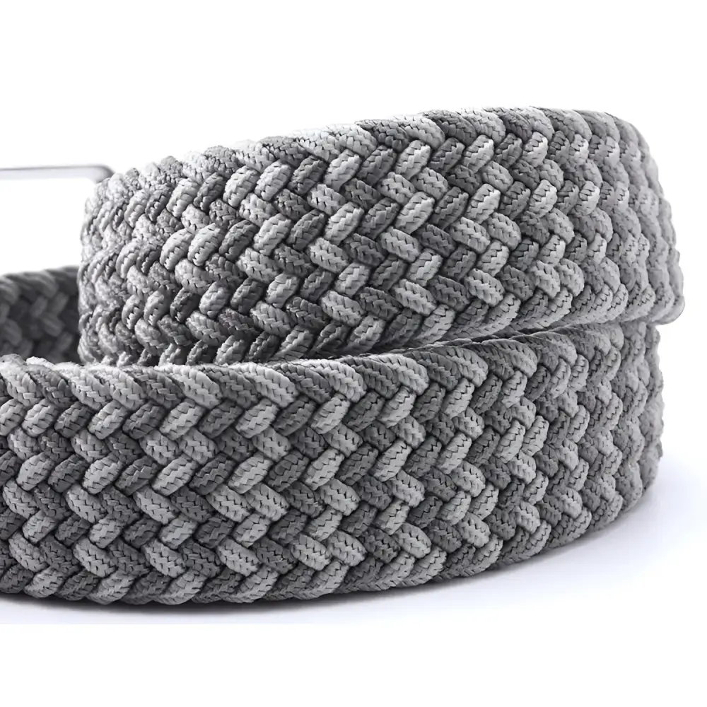 Braided gray belt with leather accents from Assorted Braided Elastic Belts collection