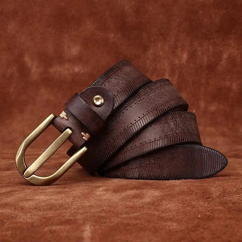Brown leather belt with brass buckle from Assorted Leather Belts with Brass Buckles