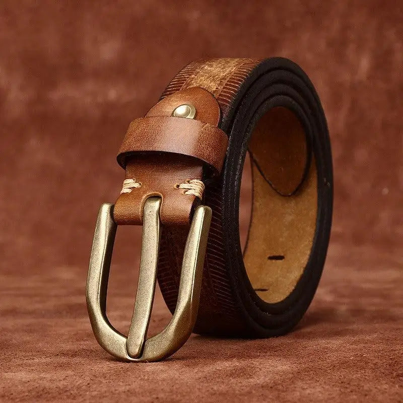 Brown leather belt with brass buckle from Assorted Leather Belts collection