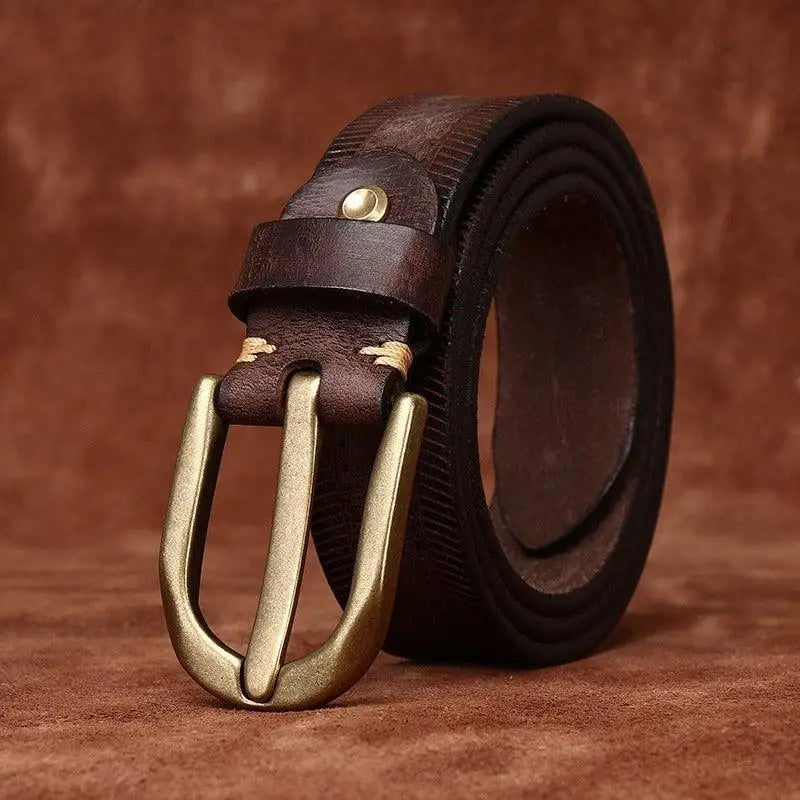 Brown leather belt with brass buckle from Assorted Leather Belts with Brass Buckles
