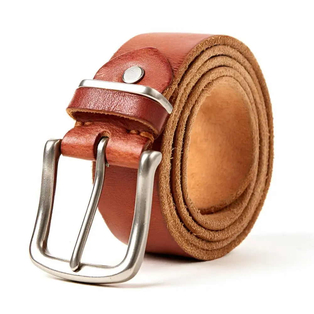 Rolled brown leather belt with silver buckle from Assorted Leather Belts collection