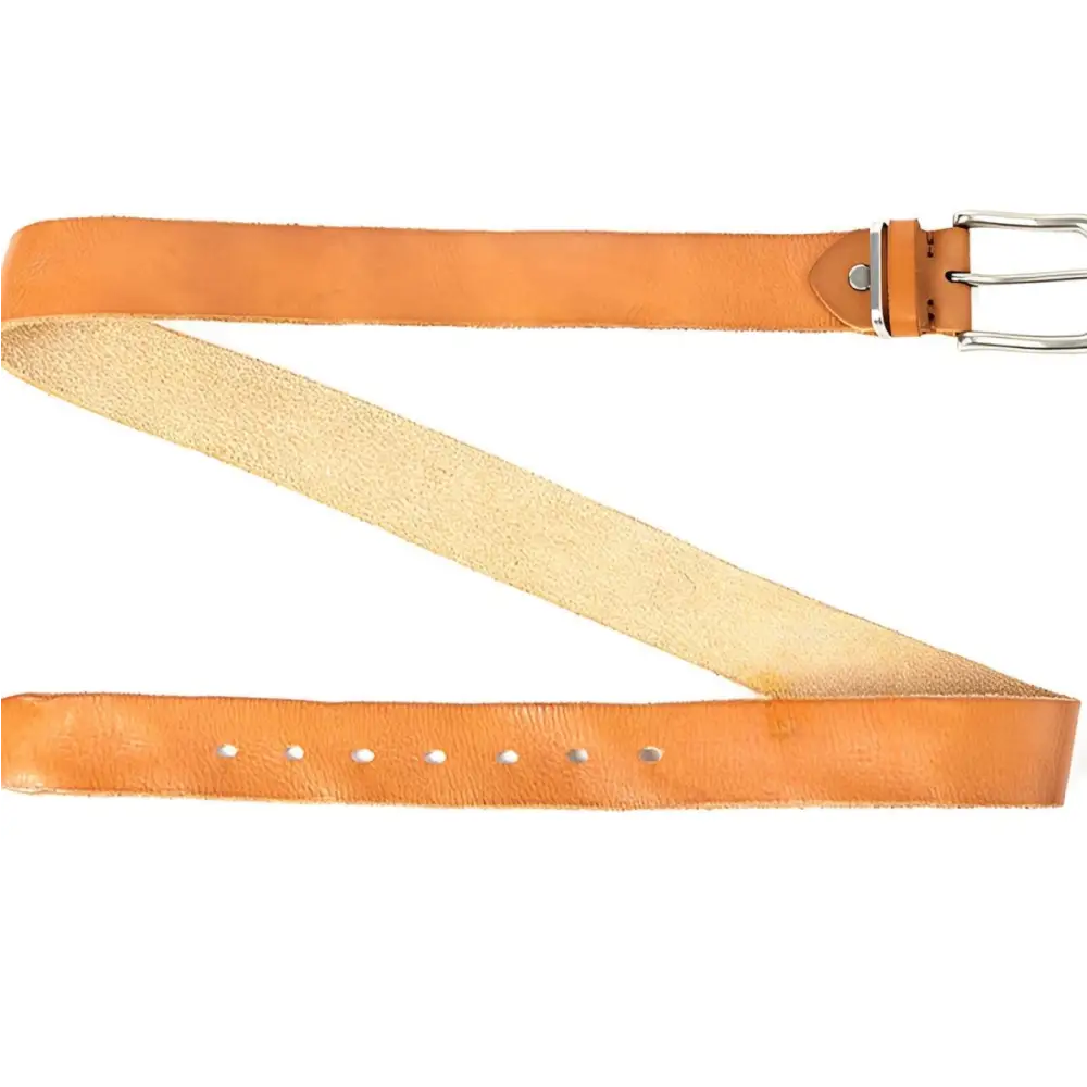 Tan leather belt with silver buckle from Assorted Leather Belts for Men and Women