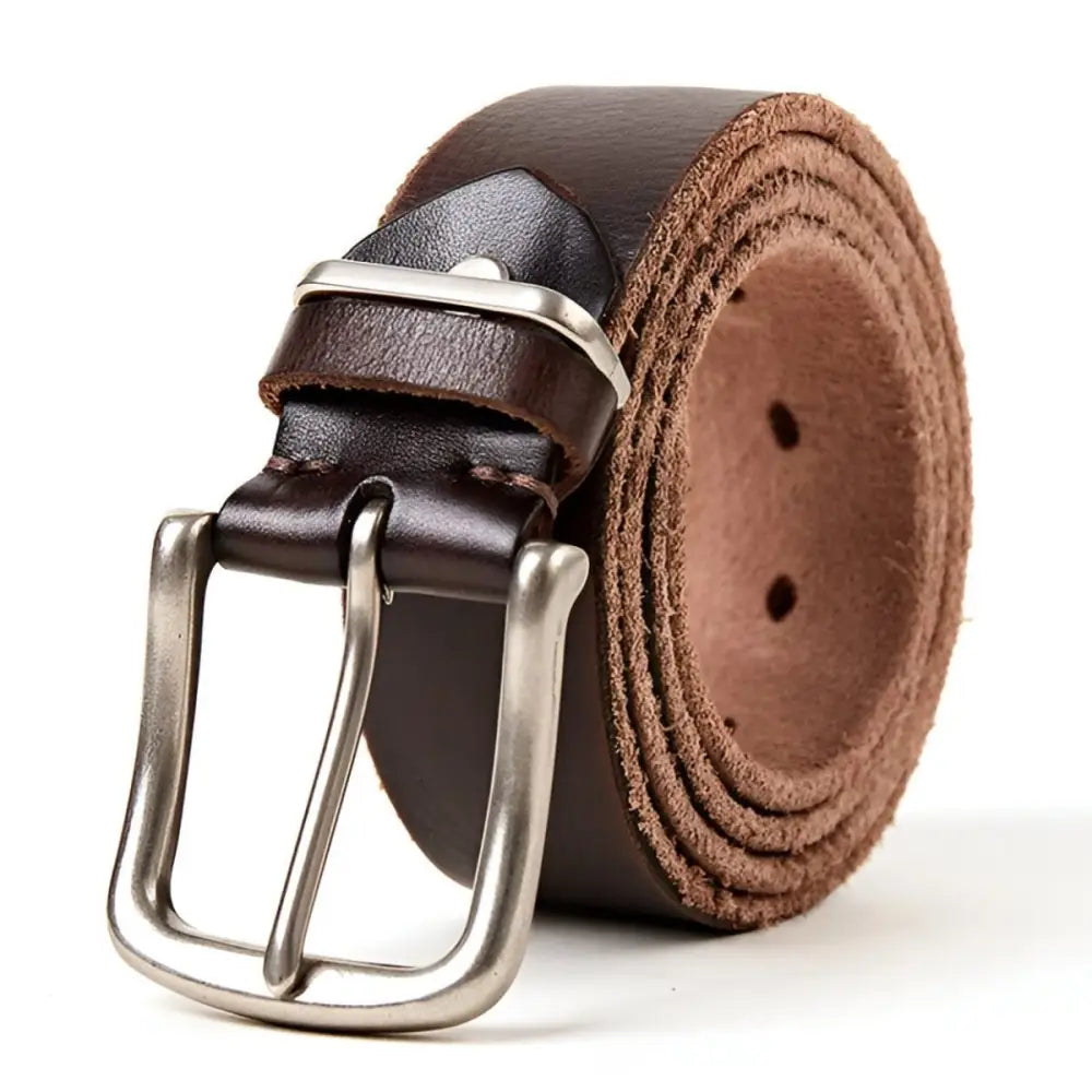 Leather belt with silver buckle from Assorted Leather Belts for Men and Women