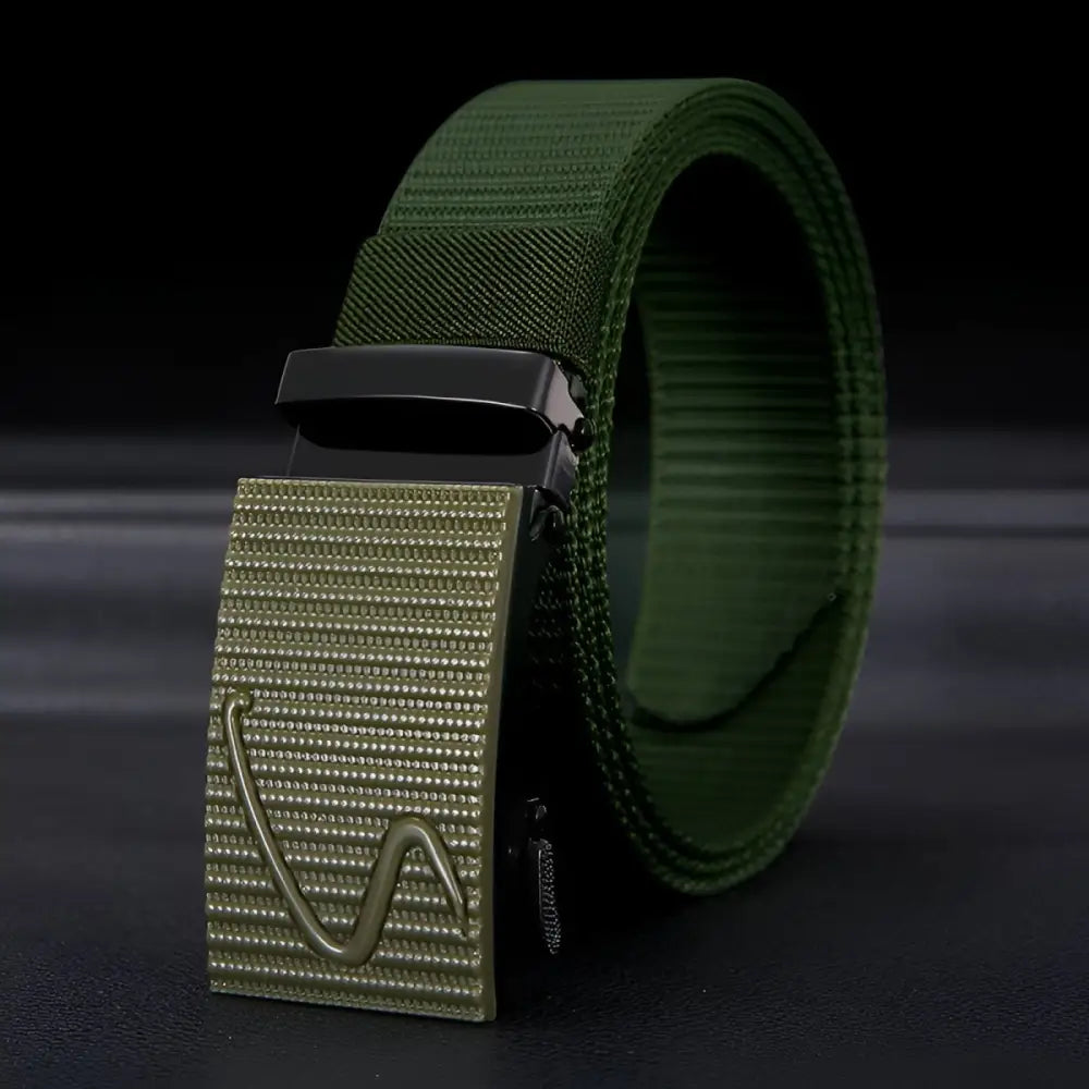 Green canvas belt with metal buckle from Assorted Nylon and Canvas Web Belts collection