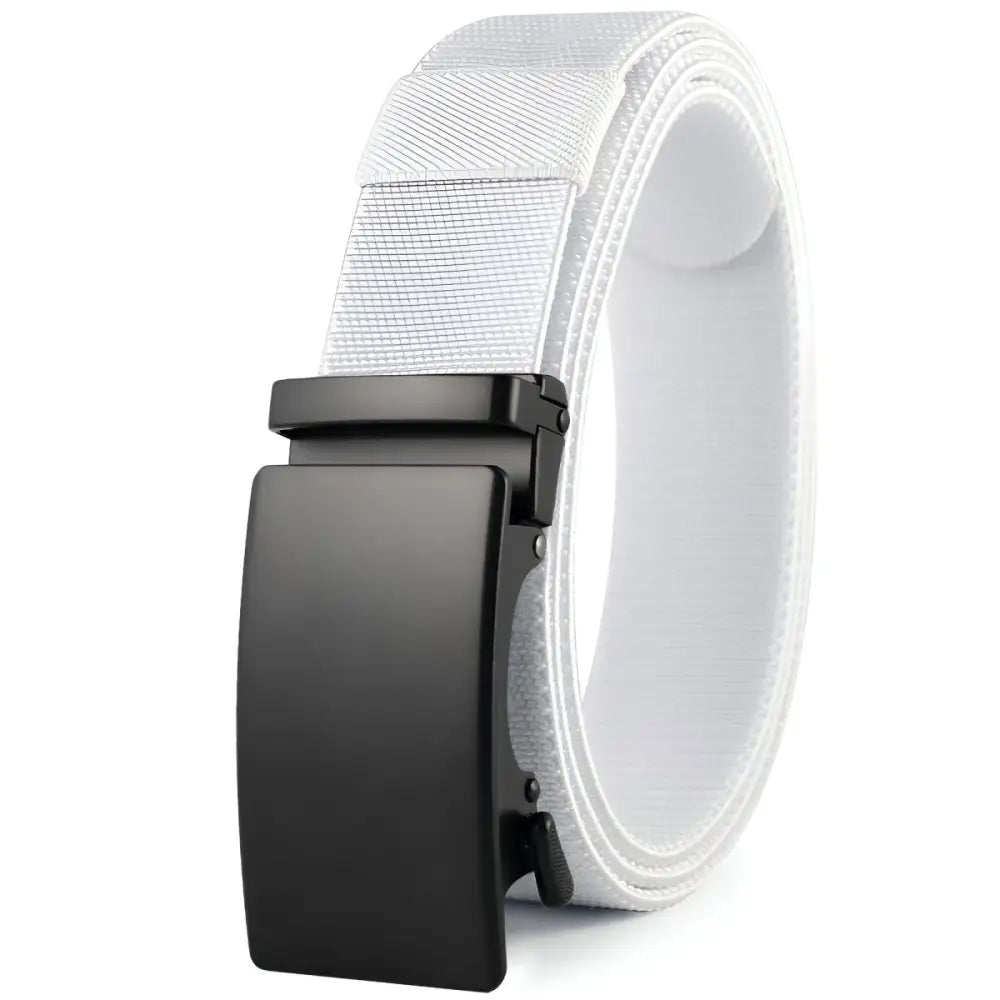 White nylon belt with black buckle from Assorted Nylon and Fabric Web Belts collection