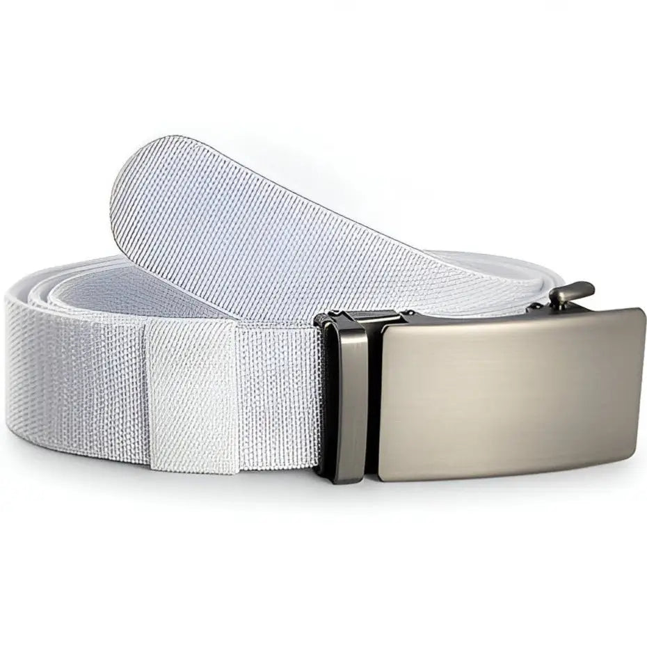 White canvas belt with metal buckle from Assorted Nylon and Fabric Web Belts collection