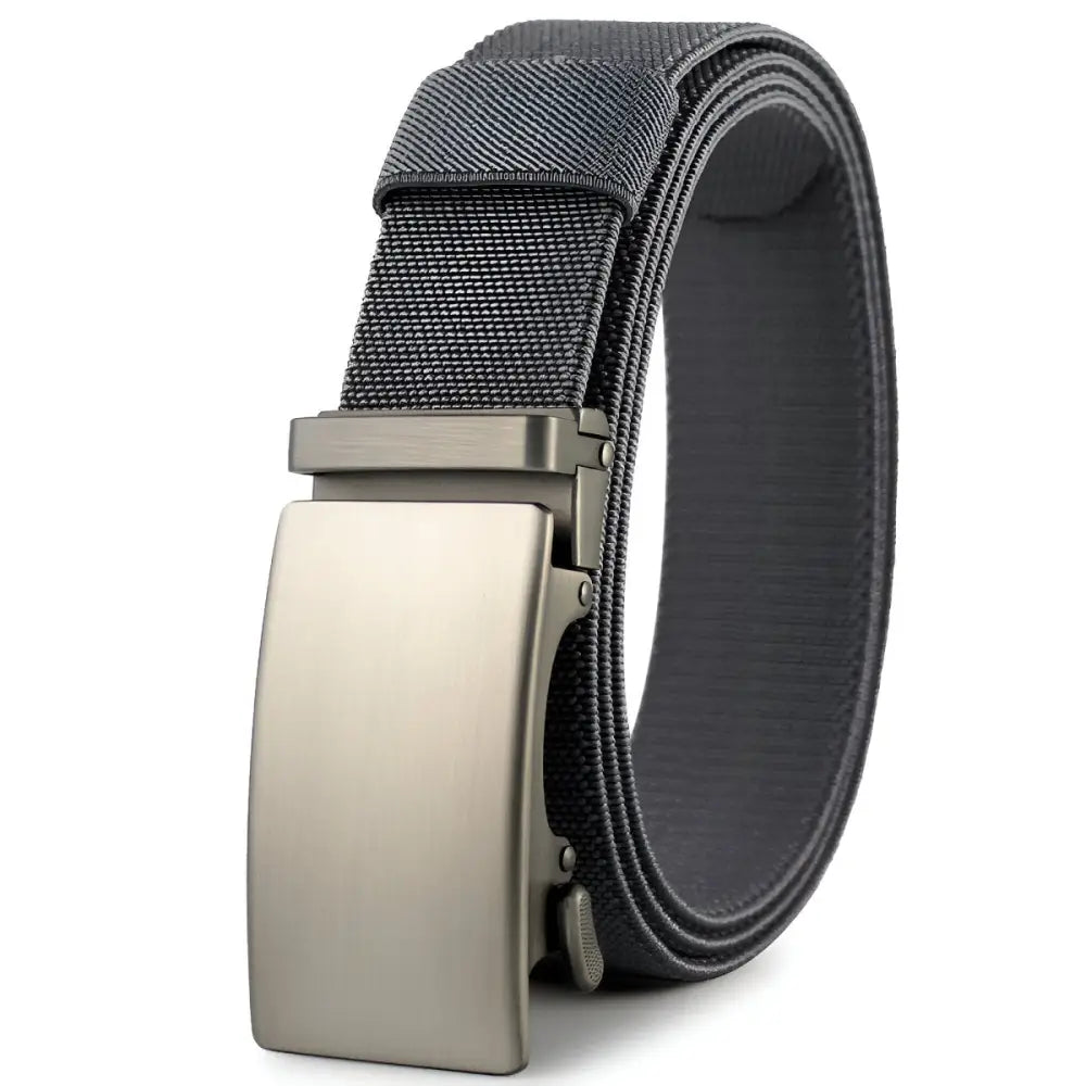 Gray nylon ratchet belt with matte buckle from Assorted Nylon and Fabric Web Belts collection