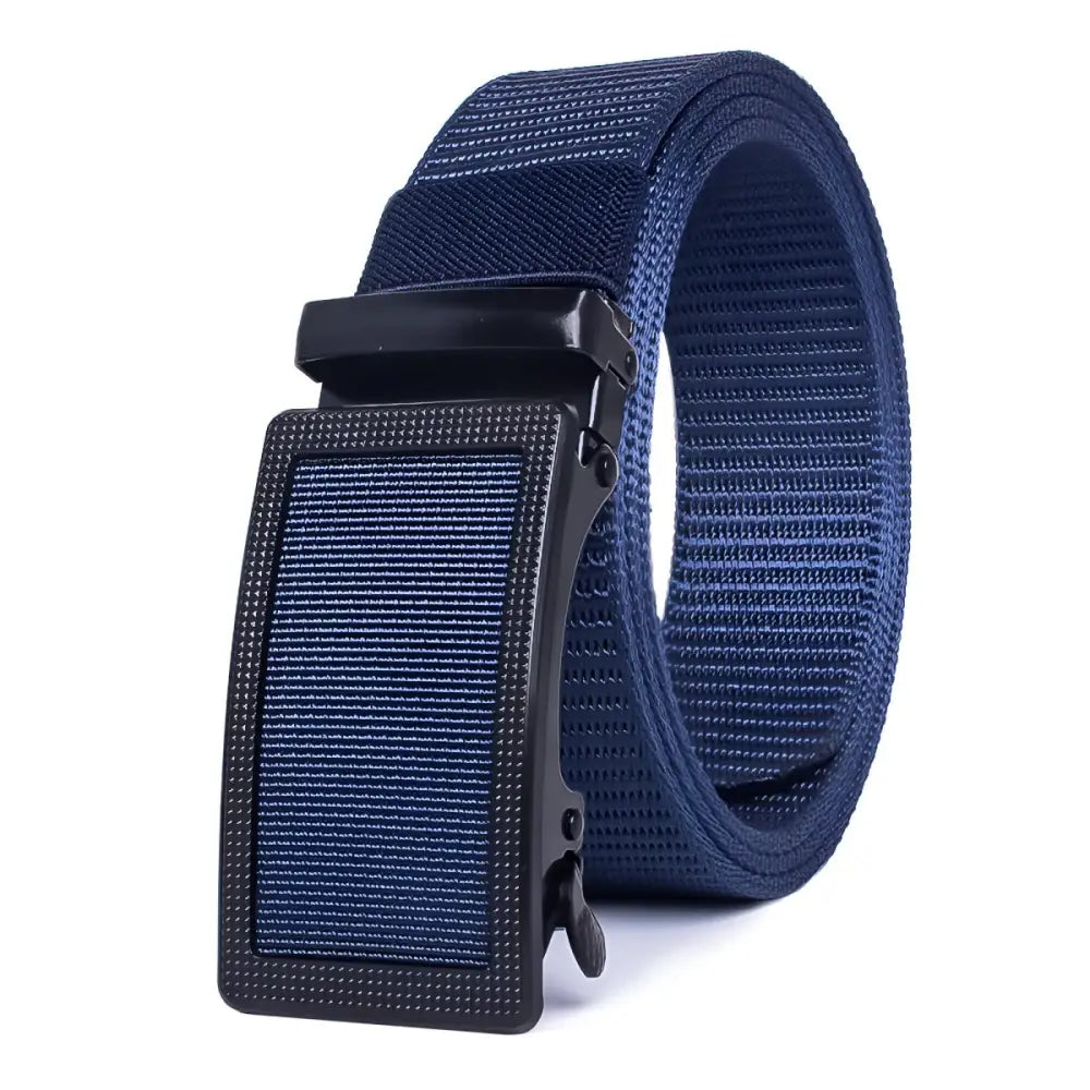 Navy blue nylon belt with black automatic buckle from Assorted Ratchet Belts collection
