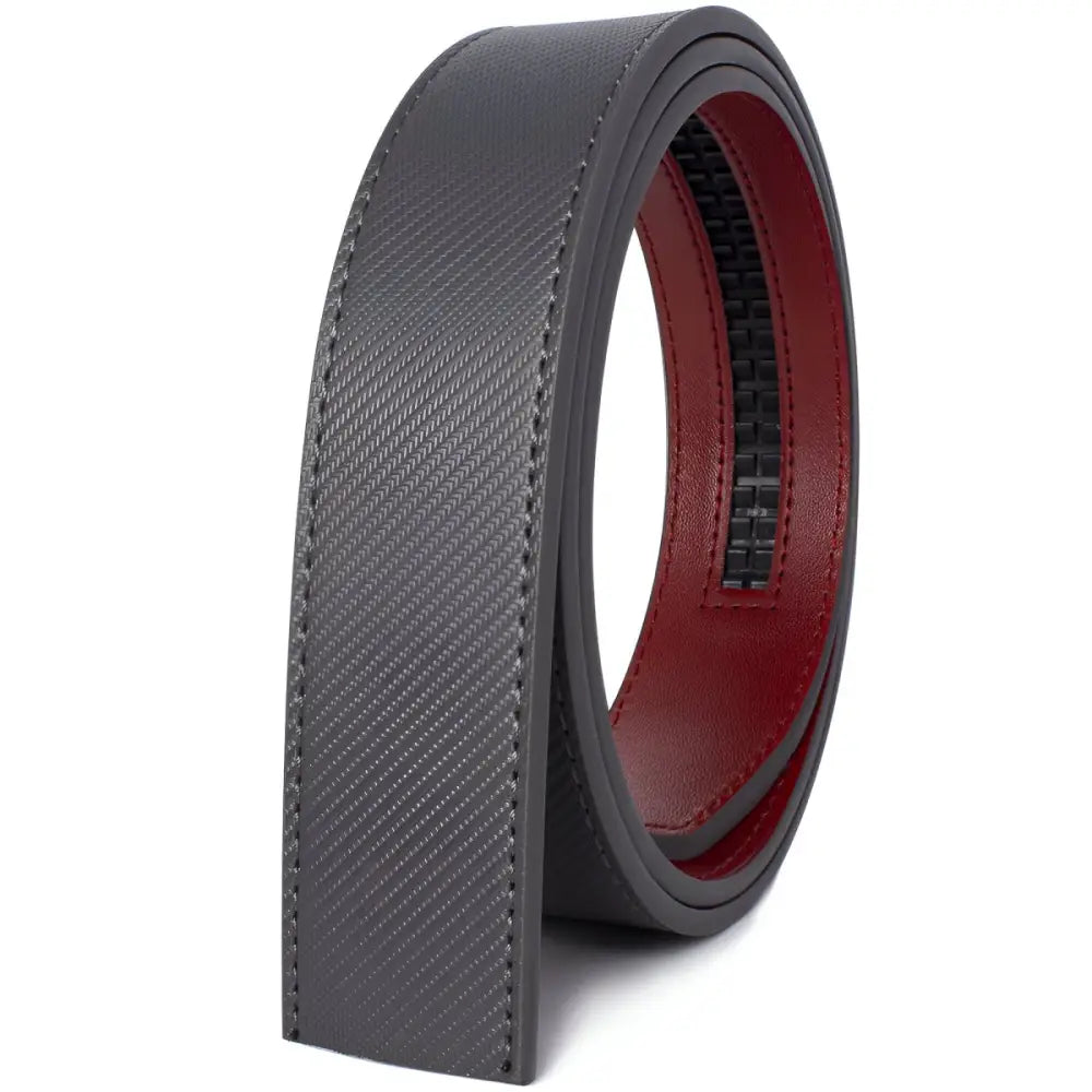 Gray leather ratchet belt from the Assorted Textured and Colorful Leather Watch and Belt Straps collection