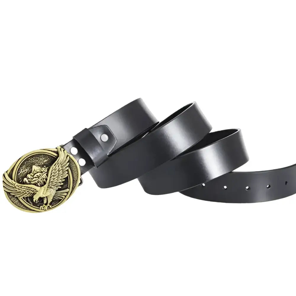 Atka leather belt with eagle buckle for wild west style showcasing premium craftsmanship