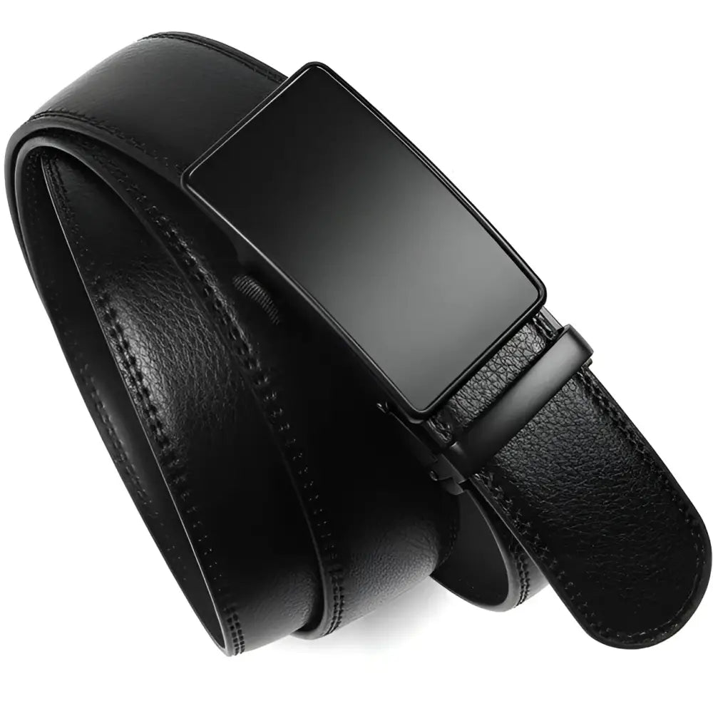 Birgir Belt Black leather suit belt with rectangular buckle and white options