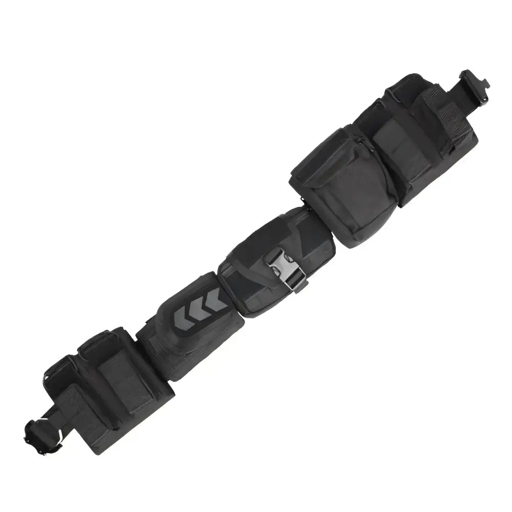 Black Molle 6-Piece Grimkel Tactical Fanny Pack and Belt showing tactical belt with pouches