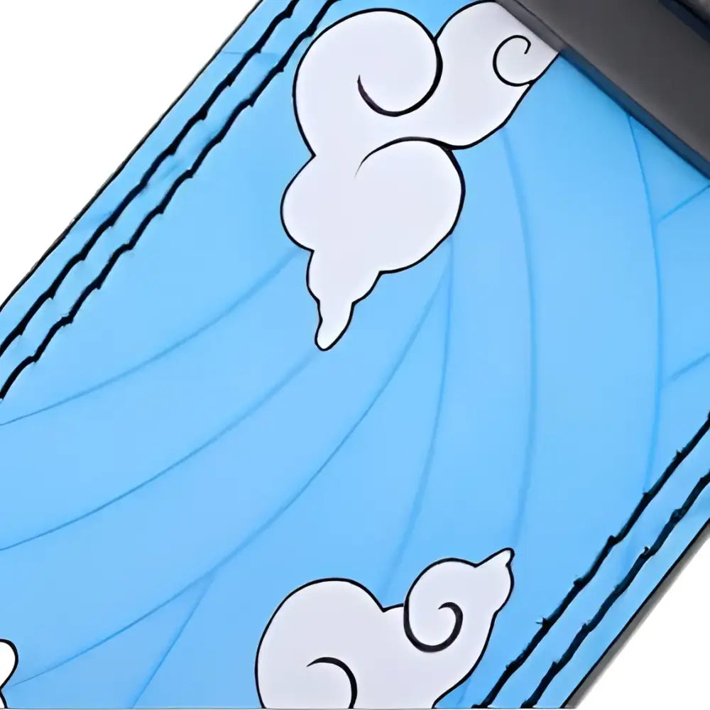 Light blue fabric with white cloud pattern on Victor Model leather powerlifting belt