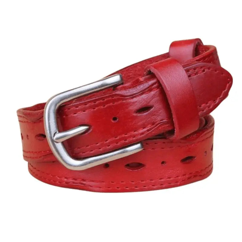 Boho Chic Leather Belt with Silver Buckle in Maroon Blue and Red Styles
