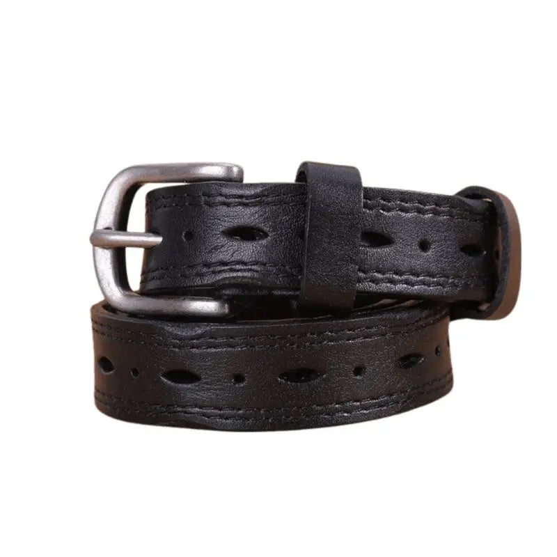 Boho Chic Leather Belt with Silver Buckle in Maroon, Blue, and Red Styles