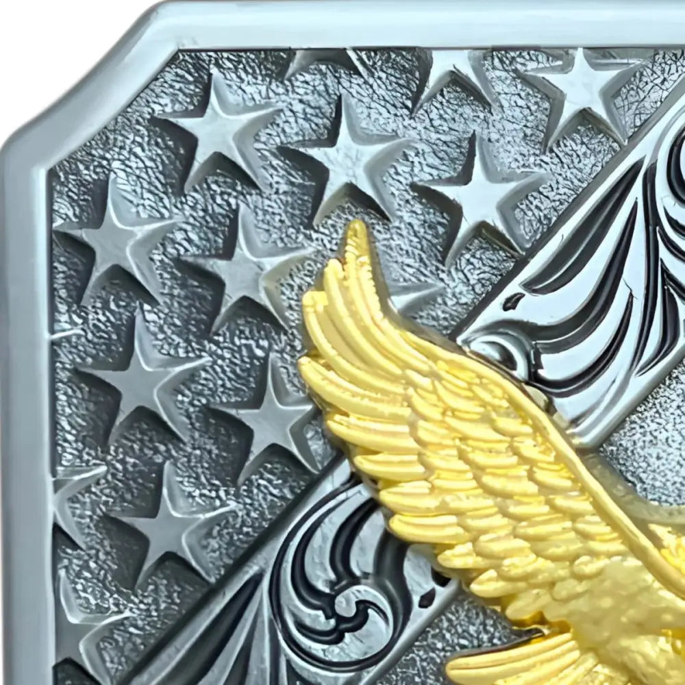 Ornate eagle and stars belt buckle from Golden Eagle American Flag Belt Buckle collection