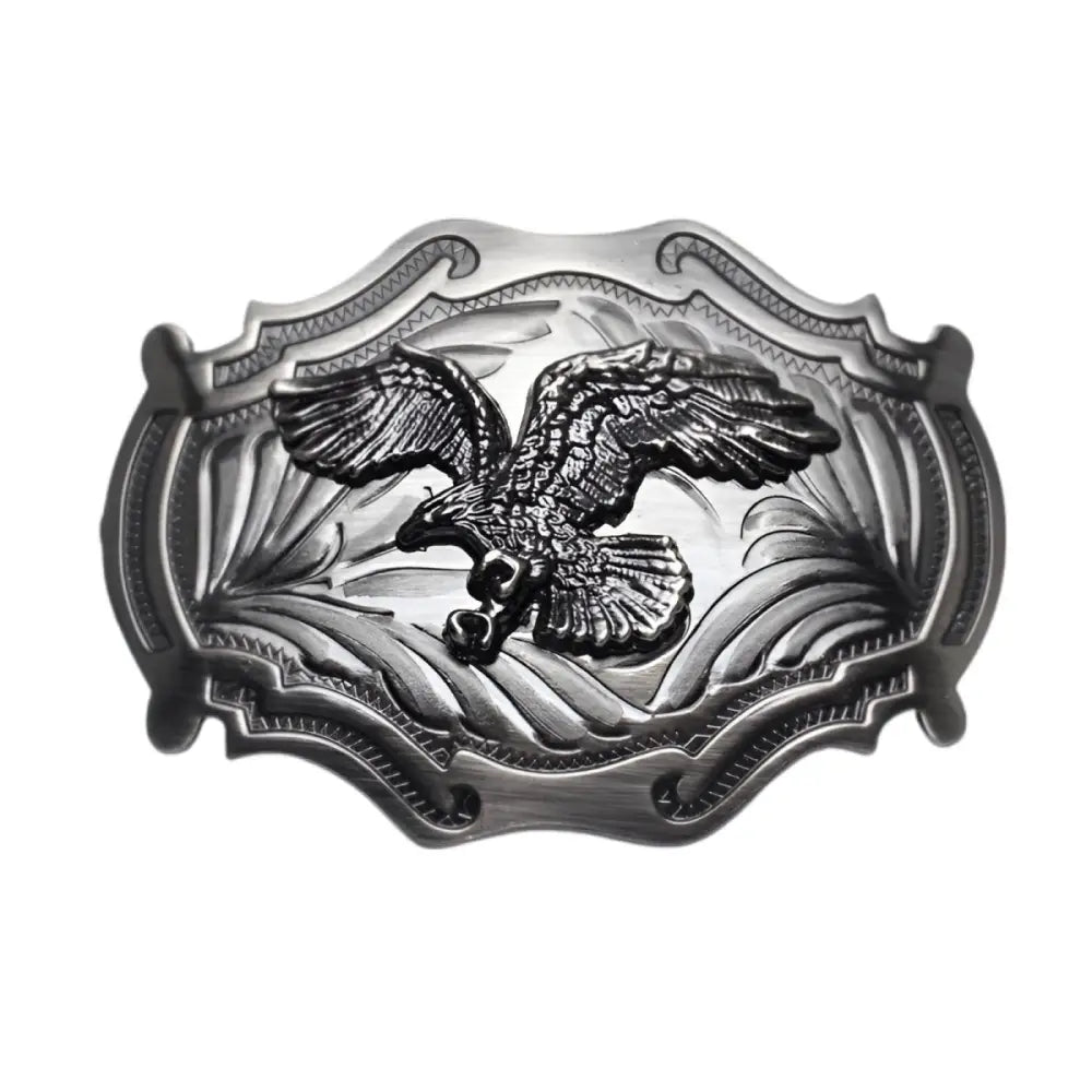 Silver eagle belt buckle with textured metal design for a stylish accessory