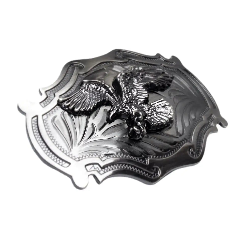 Silver Eagle Textured Metal Belt Buckle showcasing craftsmanship and durability