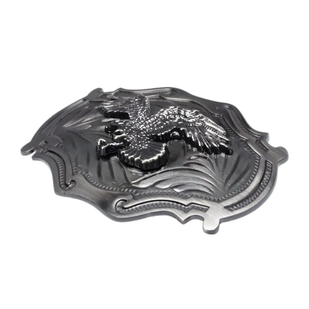 Silver Eagle Textured Metal Belt Buckle showcasing intricate eagle design and craftsmanship