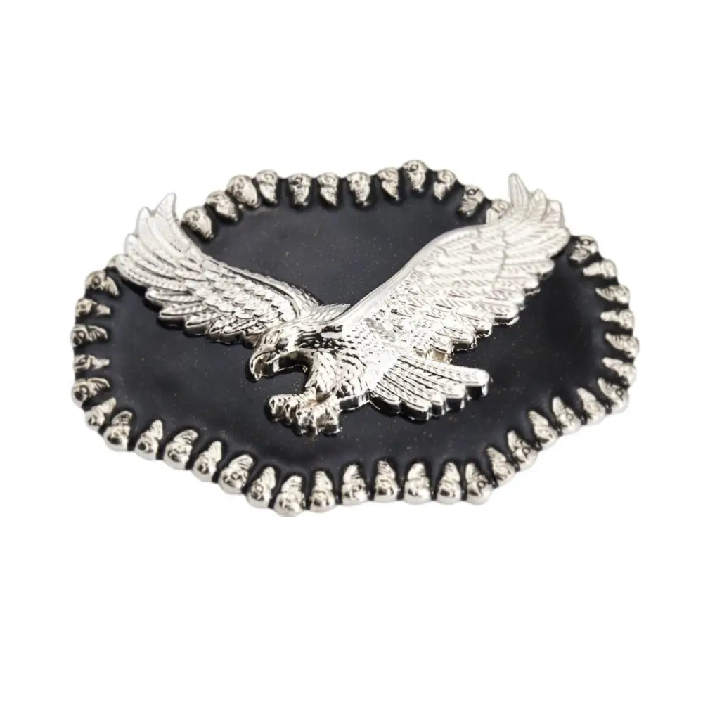 Silver Eagle Belt Buckle depicting Stephen Model premium accessory for stylish belt accessories