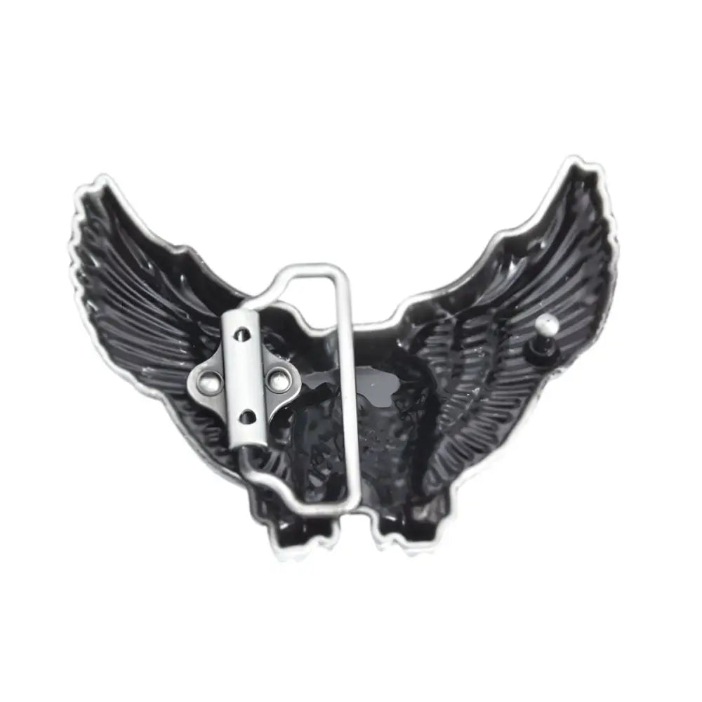 Eagle-shaped belt buckle featured in Set of Two Eagle Belt Buckles Silver and Bronze Designs