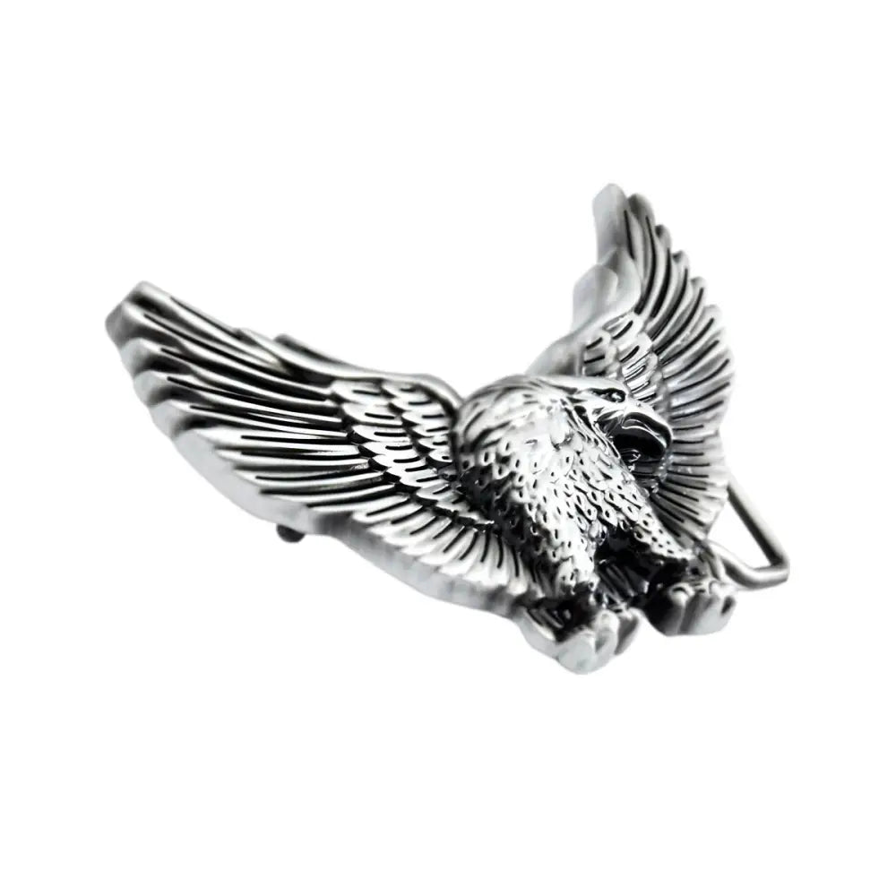 Silver eagle belt buckle featured in Set of Two Eagle Belt Buckles Silver and Bronze Designs