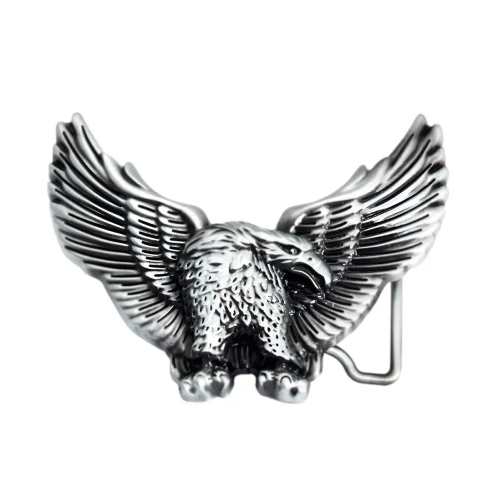 Silver eagle belt buckle from Set of Two Eagle Belt Buckles Silver and Bronze Designs