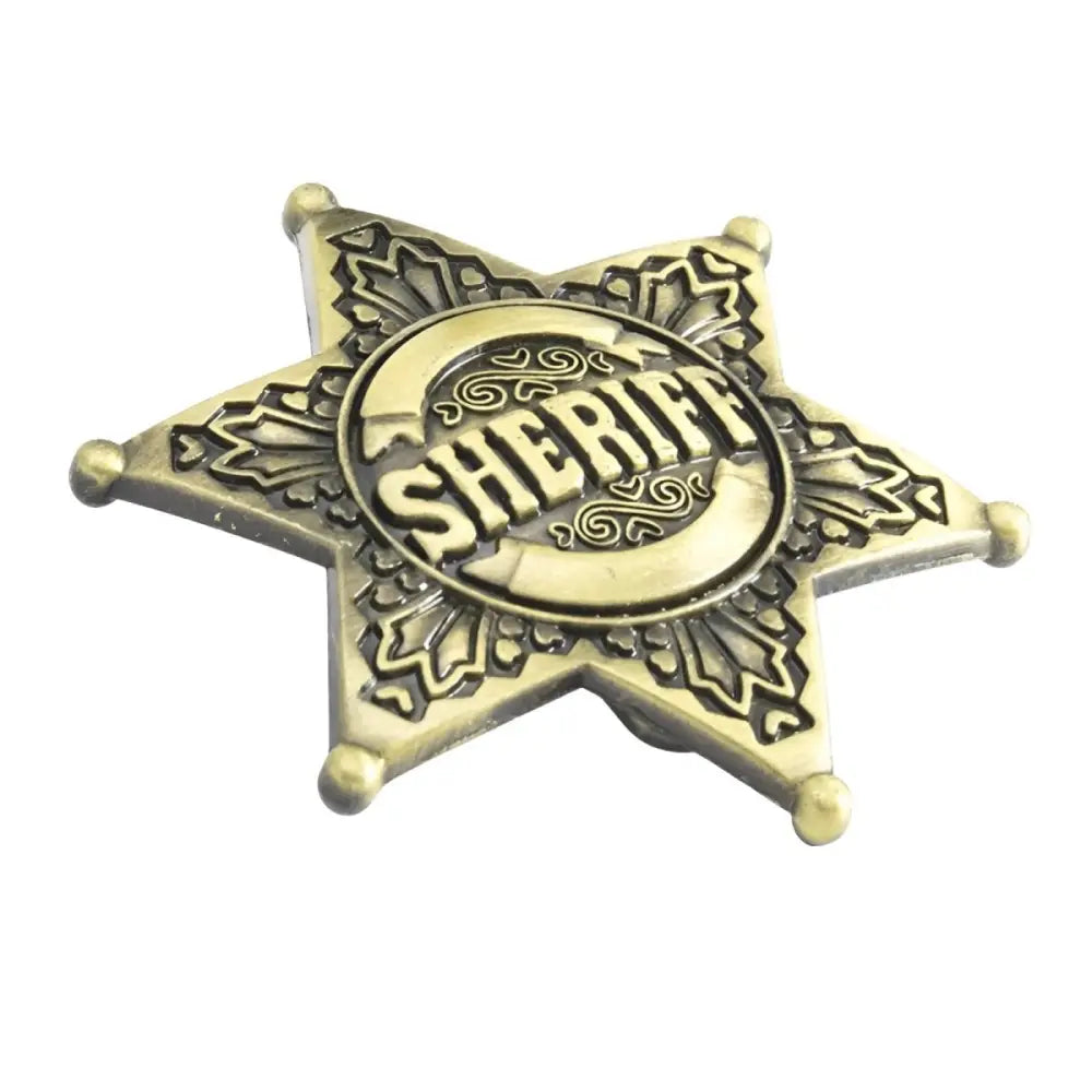 Gold sheriff star badge displayed on Silver Metallic Sheriff Star Badge product