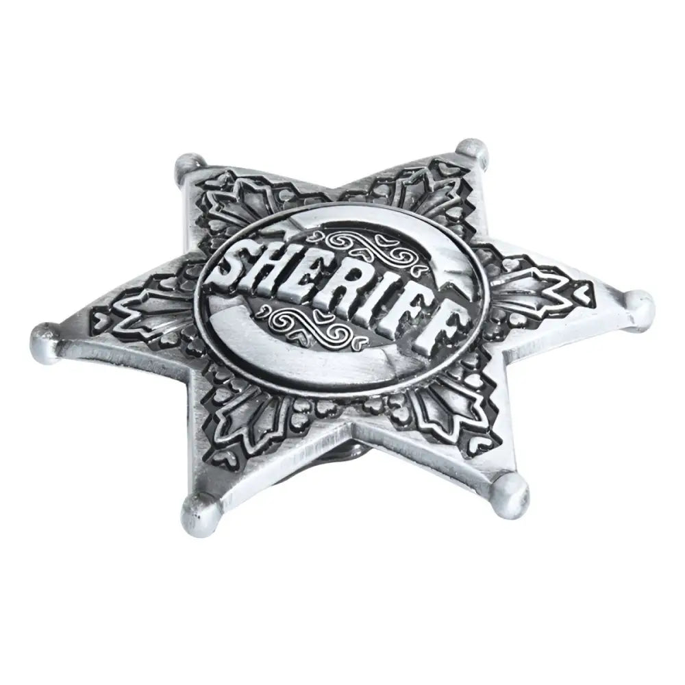 Silver metallic sheriff star badge for costume or decoration purposes