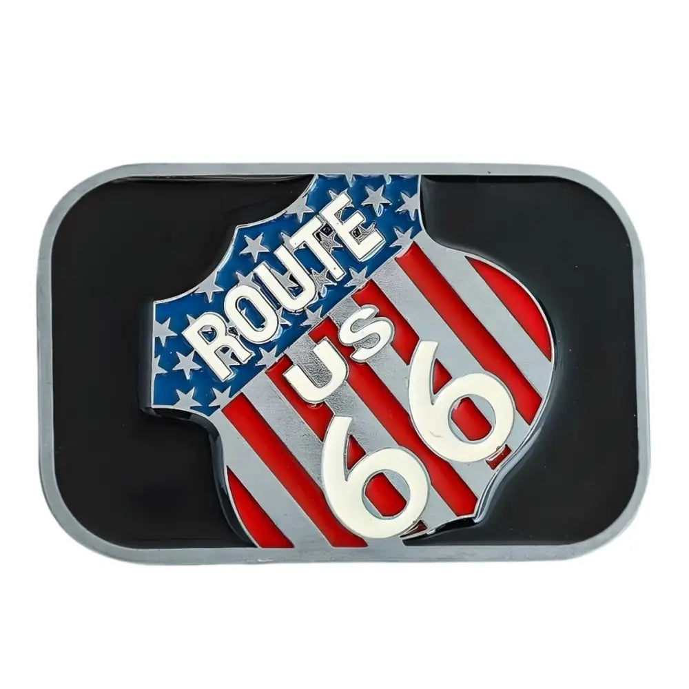Route 66 belt buckle for open road enthusiasts showcasing classic Americana style