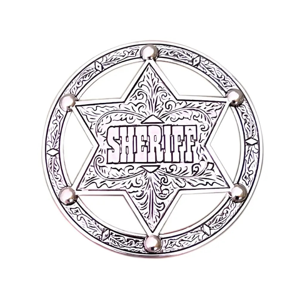 Silver sheriff star badge suitable for Kingsley belt buckle or belt accessory