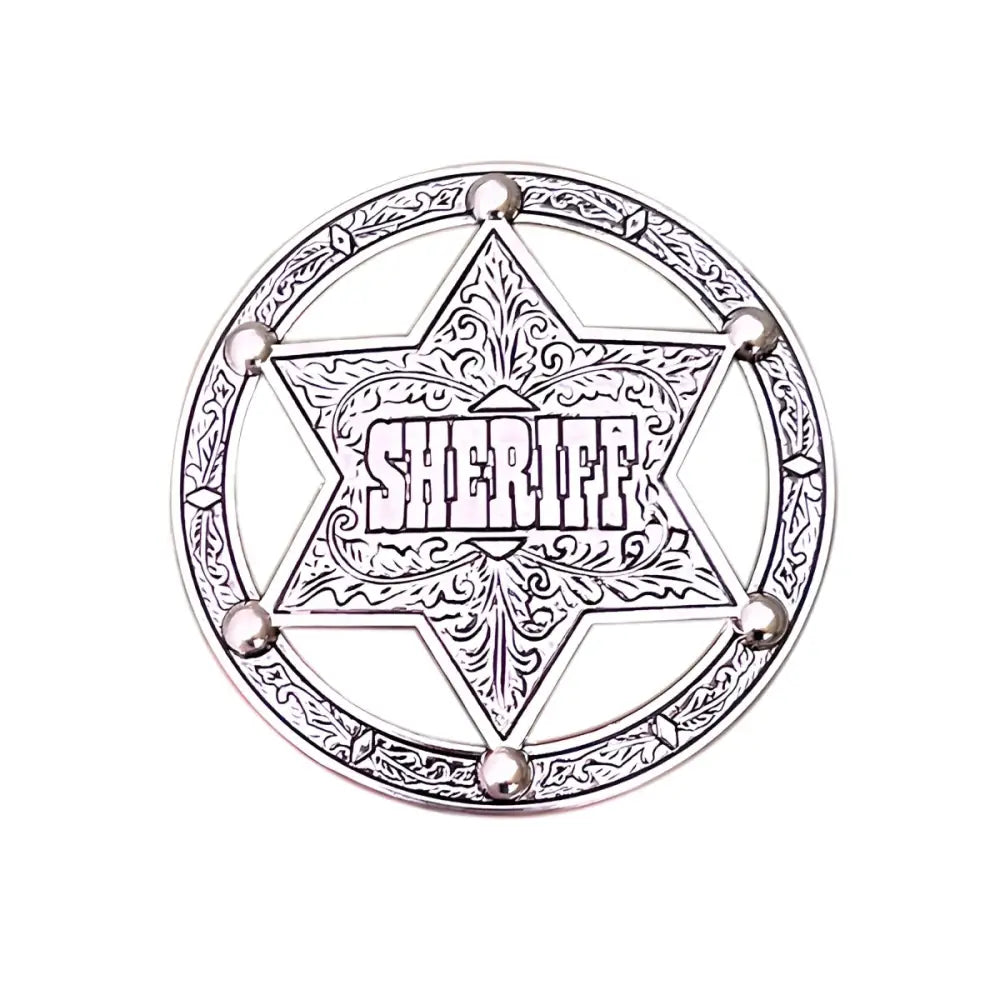 Silver sheriff star badge for Kingsley Belt Buckle or Belt Accessory on Kingsley Belt