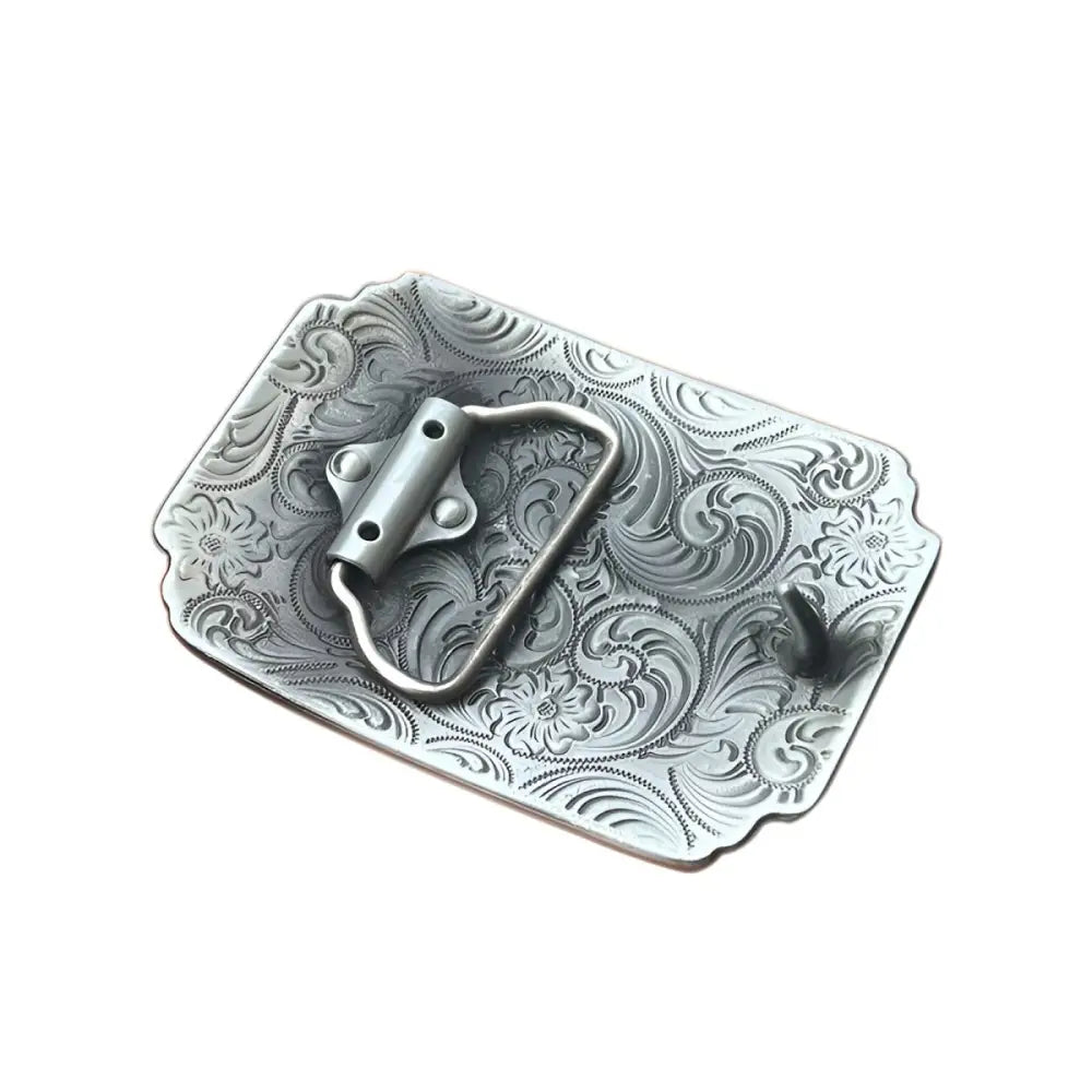 Engraved silver belt buckle from Texas Longhorn Belt Buckles collection