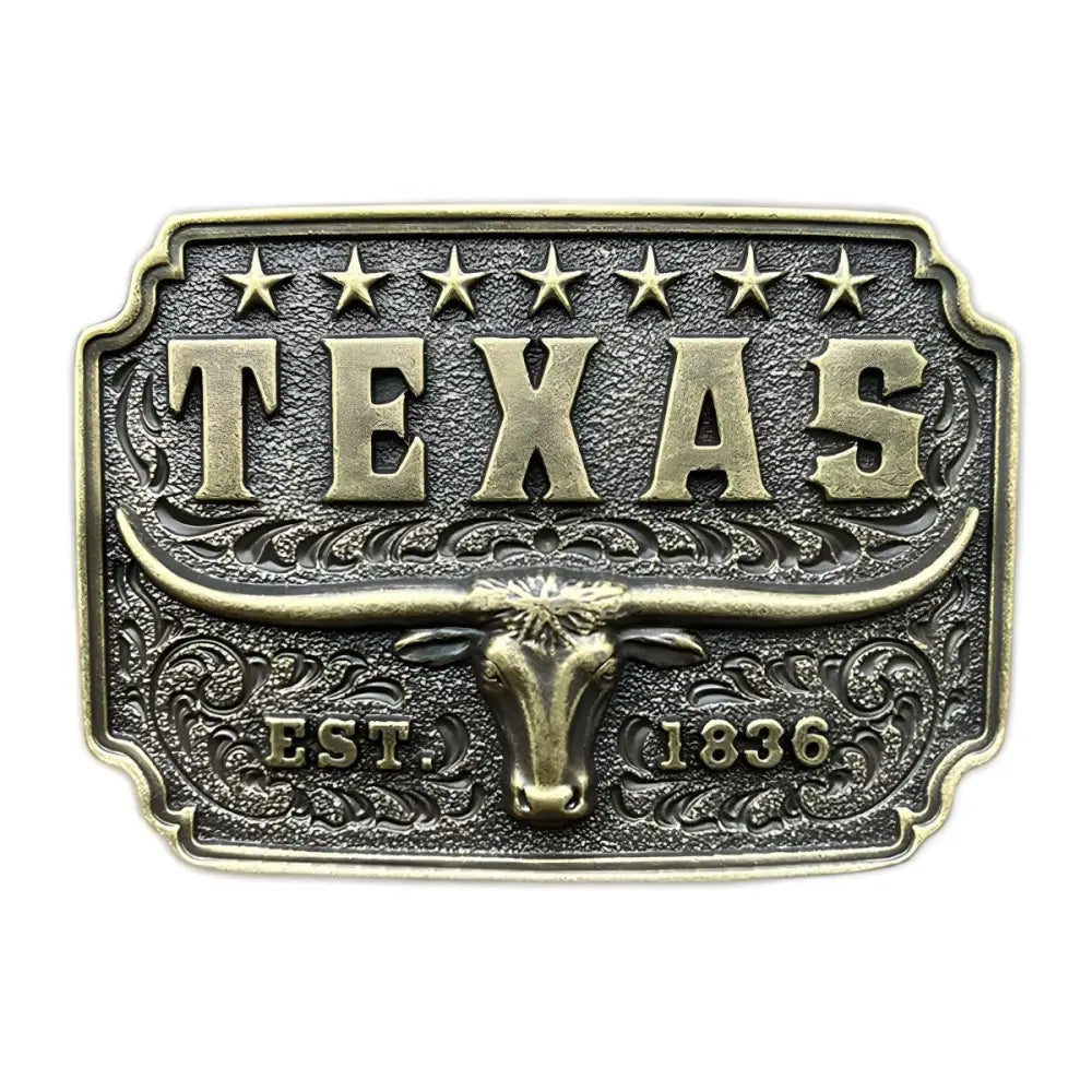 Bronze-colored Texas belt buckle from Texas Longhorn Belt Buckles collection