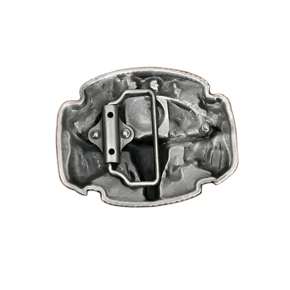Metal belt buckle back of Lone Star State Belt Buckle with Steer Skull design