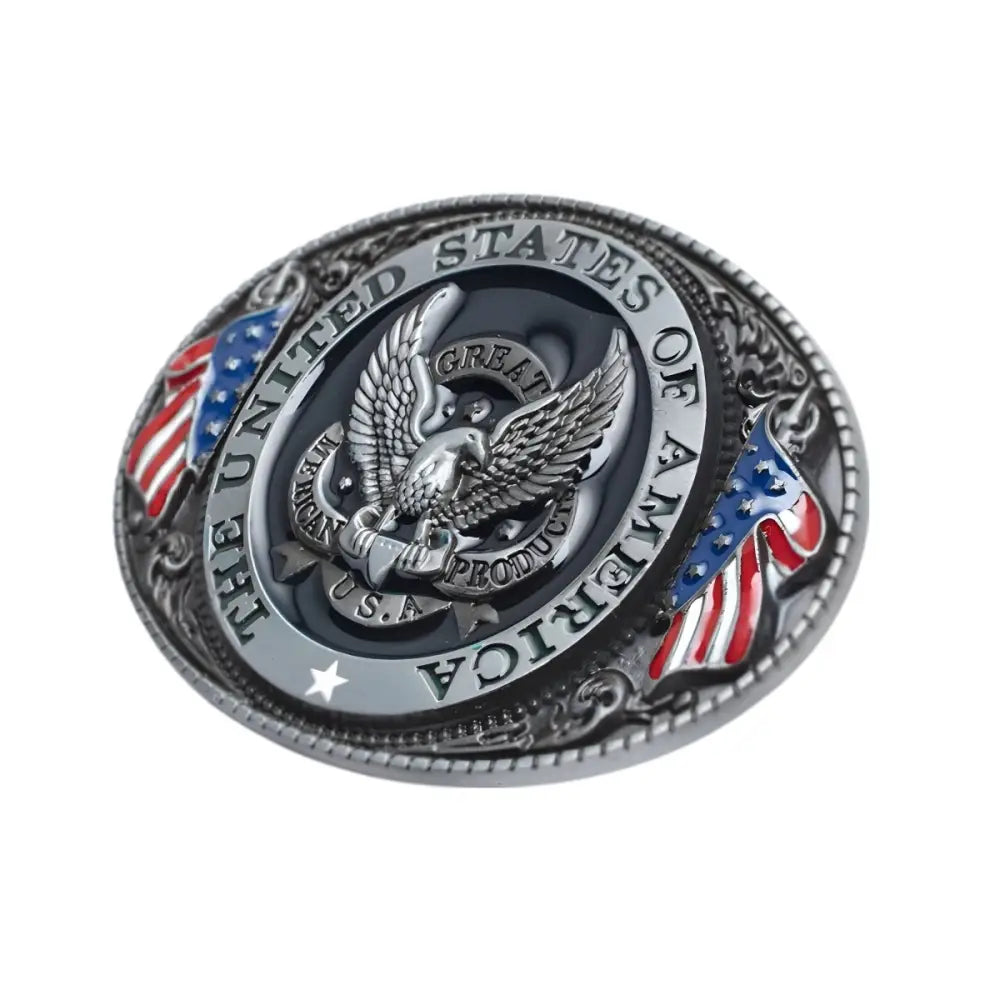 American eagle belt buckle with United States flag design for patriotic style
