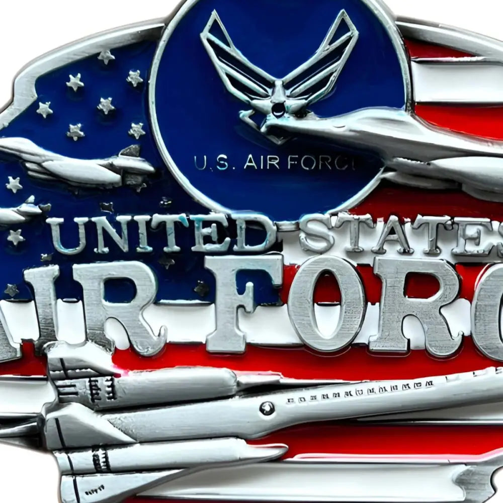 United States Air Force emblem on metal belt buckle for authentic United States Air style