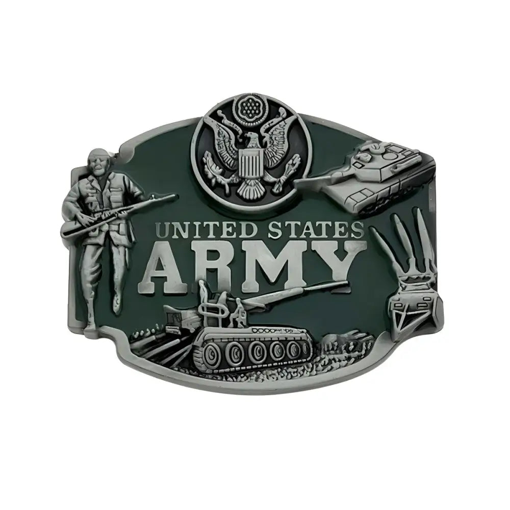 United States Army belt buckle featuring emblem, ideal for military enthusiasts