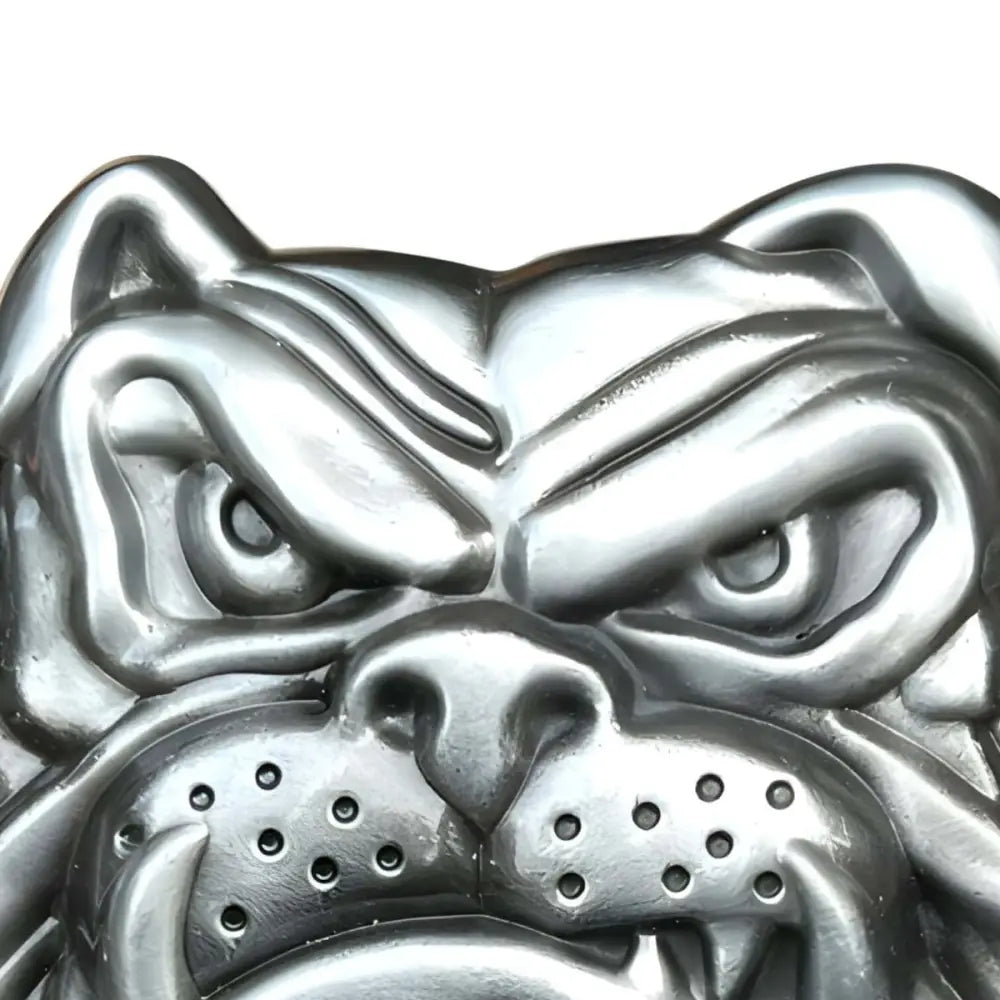Silver Bulldog Head Belt Buckle with Spikes for a Bold Look showcasing detailed design