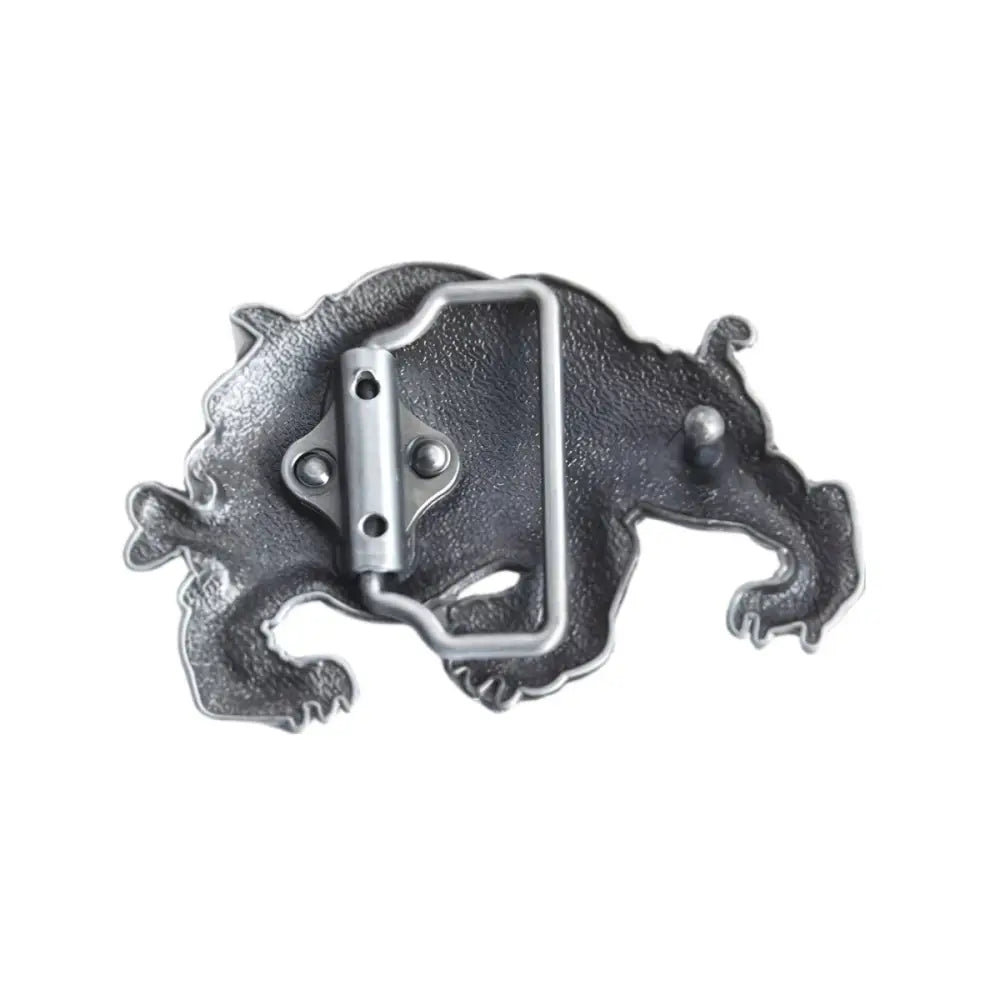 Silver Bulldog belt buckle featuring bone design for men’s fashion accessories